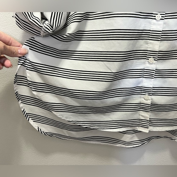 ATTENTION black, and white striped button up blouse. - Picture 4 of 5